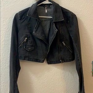 Black denim cropped jacket